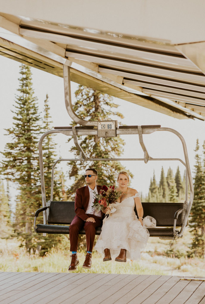 Whitefish Chair lift to Mountain Resort Summit Wedding Ceremony