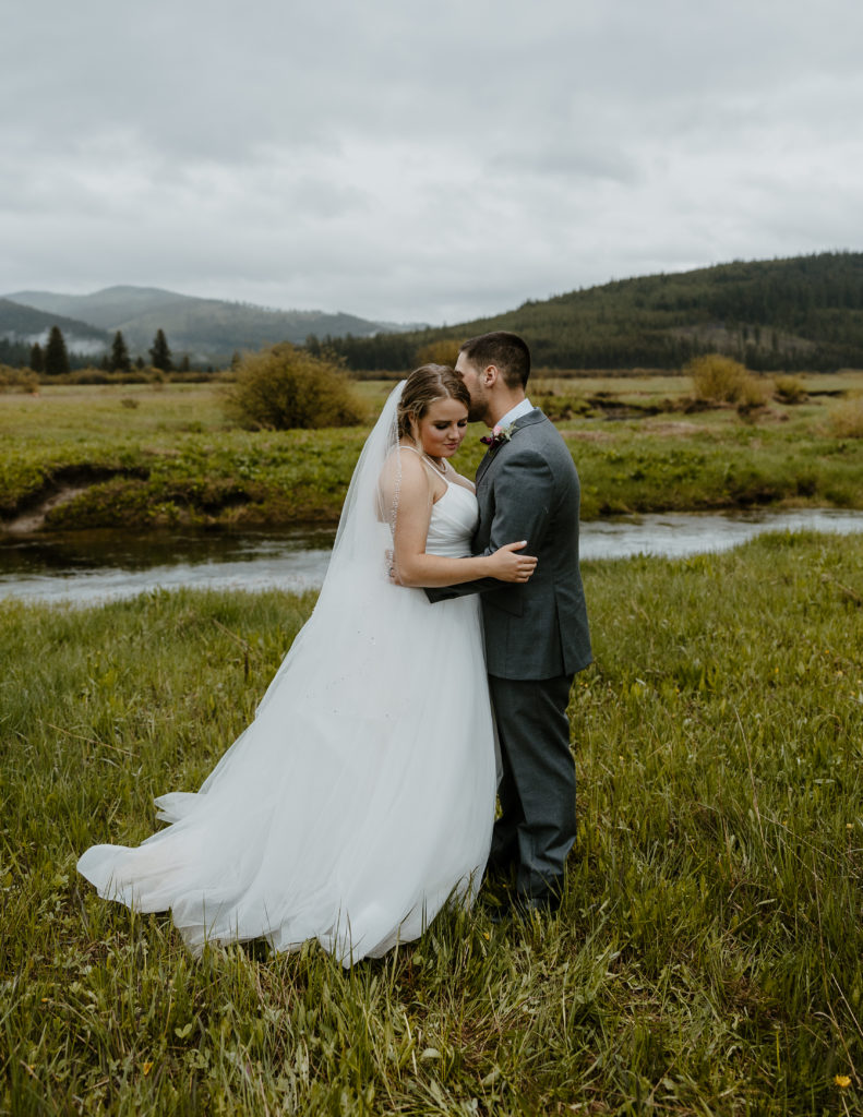 Bride and groom after wedding in Star Meadows Ranch