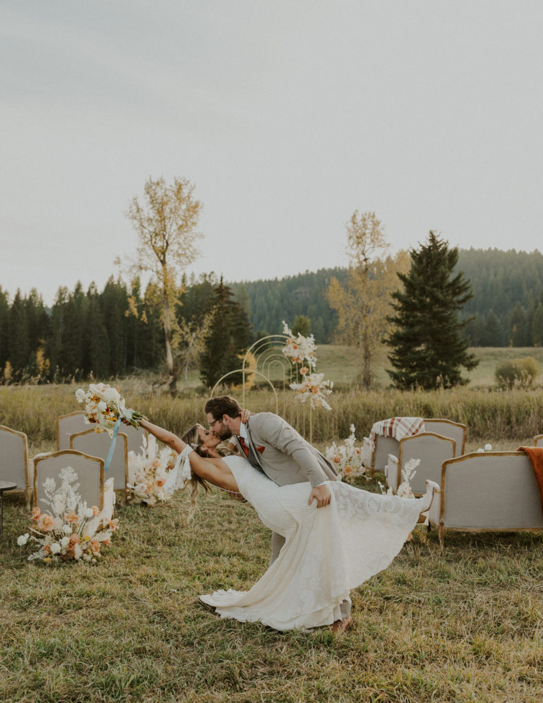 Groom and Bride Montana Wedding at Clydesdale Outpost | Whitefish, Montana 