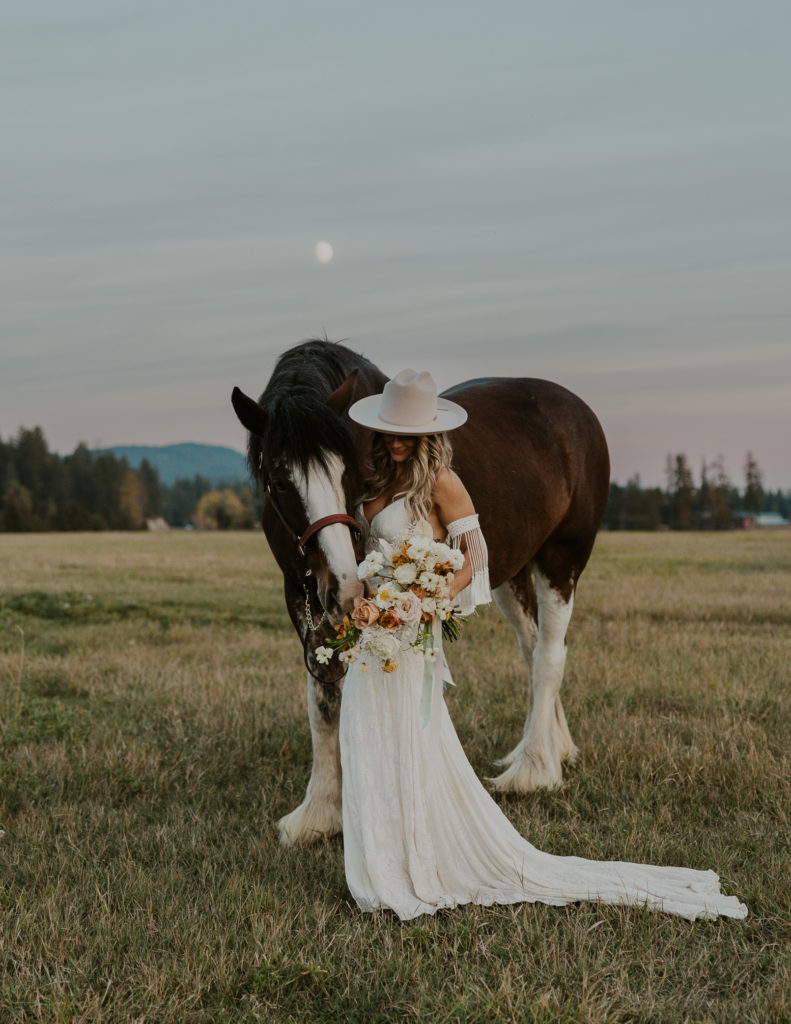 Bride on Clydesdale Montana Wedding Photography by HaleyJPhoto