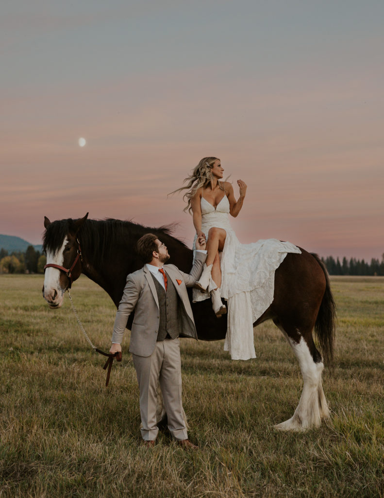 Bride on Clydesdale Montana Wedding Photography by HaleyJPhoto