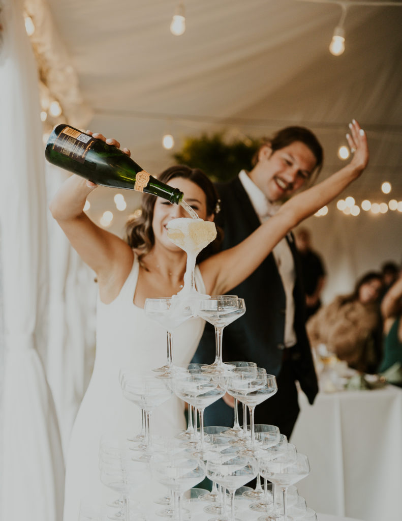 Montana Wedding with Champagne Tower