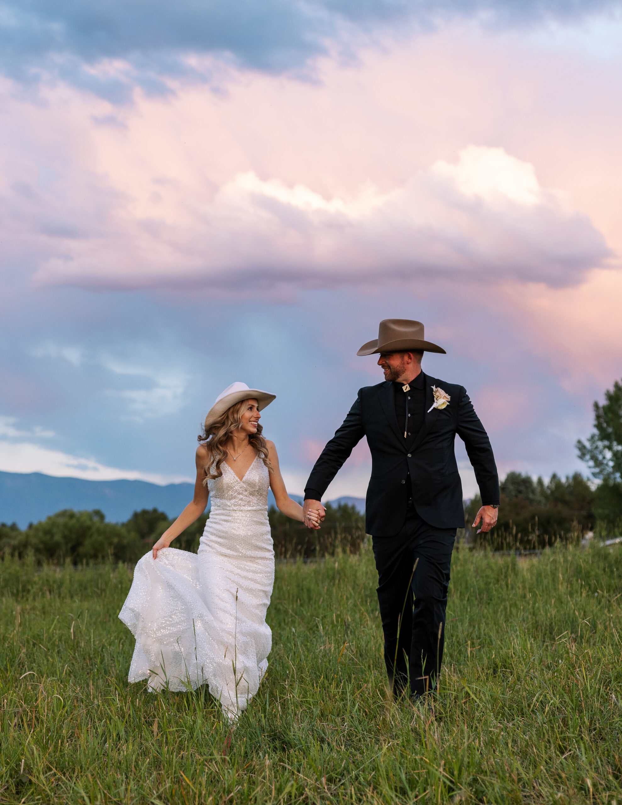 Bride and Groom at Whitefish Montana Ranch Wedding