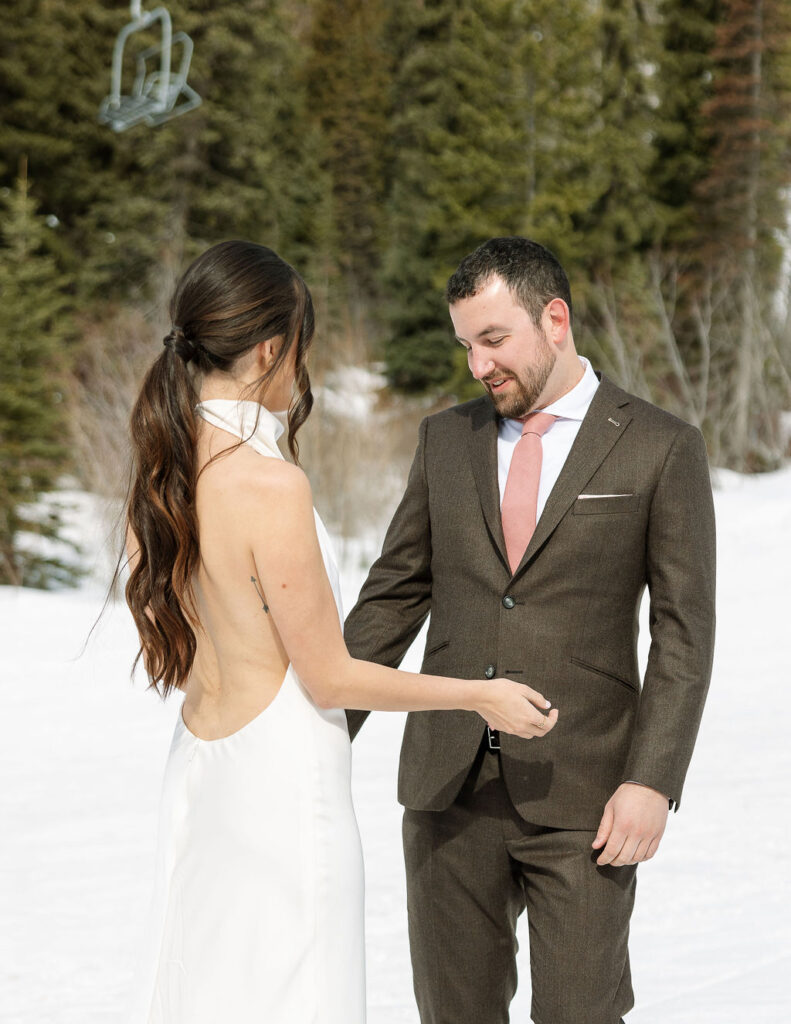 Montana Winter Wedding, Bride and Groom, Grouse Mountain