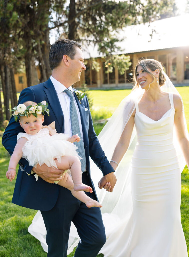 Bride Groom and Baby - Star Meadow Ranch Wedding