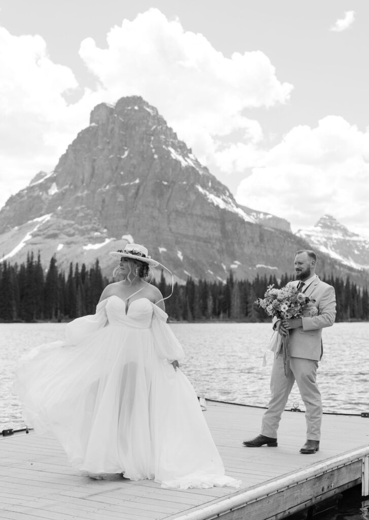 Bride and groom in a Glacier Park Elopement Locations