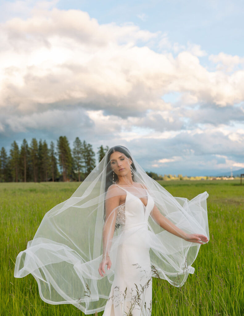 Stormy Montana sky with soft pink clouds, a backdrop for storytelling wedding photography.