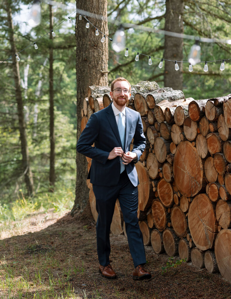Stay Glacier Airbnb Wedding Venue - Groom preparing for wedding. 