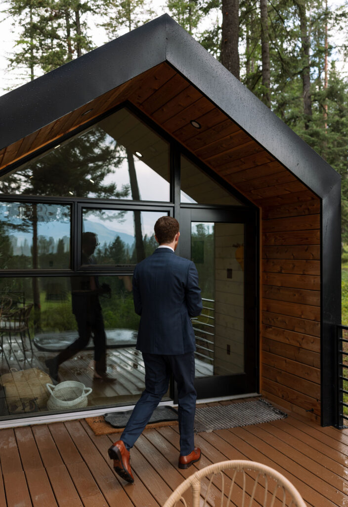 Stay Glacier Airbnb Wedding Venue - Groom Preparing for Wedding