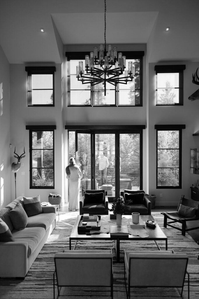 Interior living room of Iron Horse home set for the welcome gathering