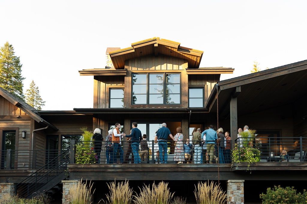 Exterior of the Iron Horse property surrounded by pines at the welcome party