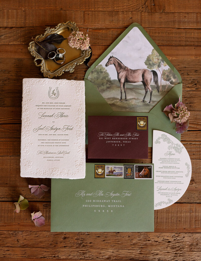 Wedding stationery and paper goods details for The Meadows on Rock Creek wedding