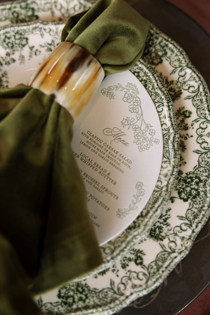 Wedding invitation suite styled for The Meadows on Rock Creek wedding