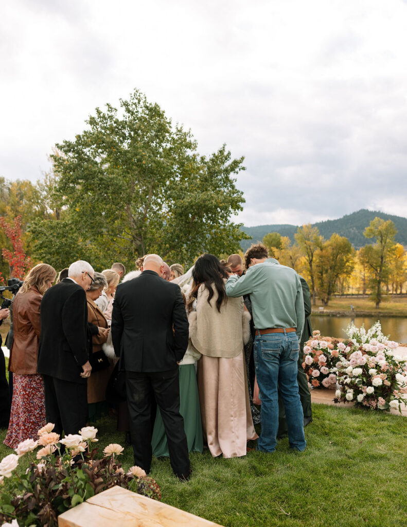 Outdoor wedding ceremony at The Meadows on Rock Creek in Philipsburg Montana